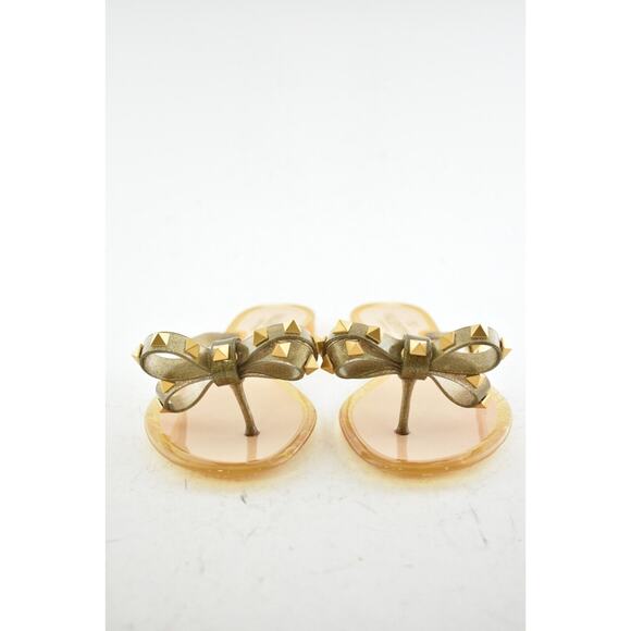 Valentino Rockstud Jelly Bow Bronze Rubber Thong Flat Slide Flip Flop Sandal 35 - Picture 5 of 11